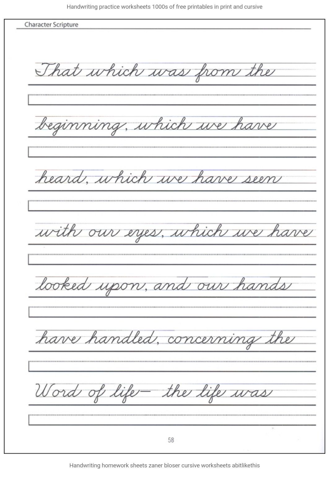 Cursive Practice Sheets